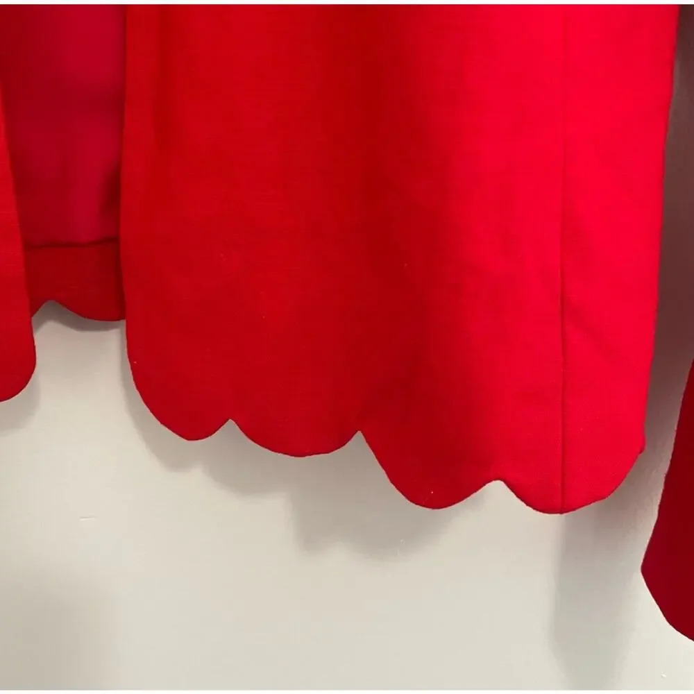 J Crew Cherry Red Cropped Scalloped Hem Blazer - Picture 5 of 6